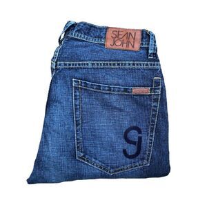 Sean John Embroidered Jeans Size 32 Blue